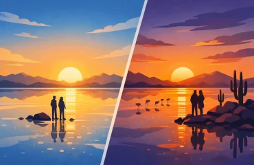Amanecer o atardecer Uyuni: cuál elegir Amanecer o atardecer Uyuni: cuál elegir
